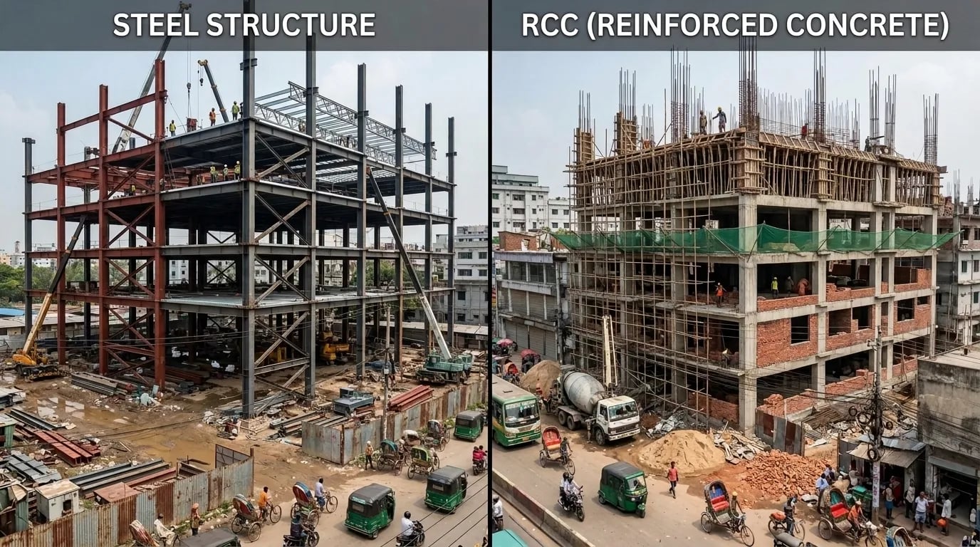 Steel Structure vs RCC: Cost, Pros and Cons